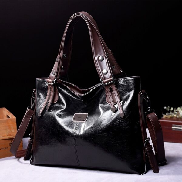 Bolsas casual feminina, de couro macia, de ombro vintage de grande capacidade, bolsa de mão transversal para senhoras, nova moda, 2023 - Image 3
