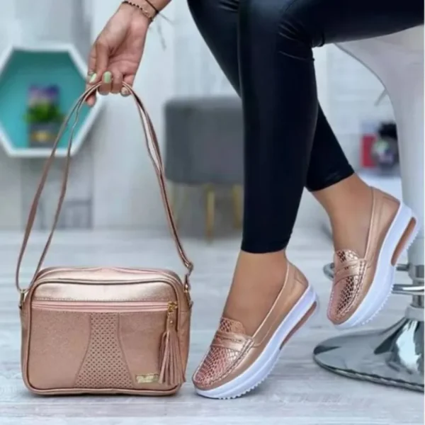Sapatilhas feminina de couro, sapatos vulcanizados respiráveis, mocassins de luxo, moda casual, primavera, novo, 2023 - Image 3