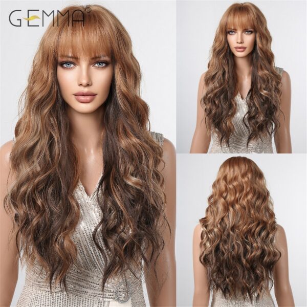 Peruca sintética longa ondulada cosplay GEMMA com Franja, peruca de cabelo natural para mulheres brancas, festa, resistente ao calor, rosa claro - Image 28
