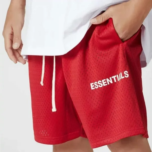 Shorts unissex de malha com cordão, ESSENCIAIS, shorts de corrida, de ginástica, respirável, estampa de letras, calça esportiva solta, casual, verão - Image 10