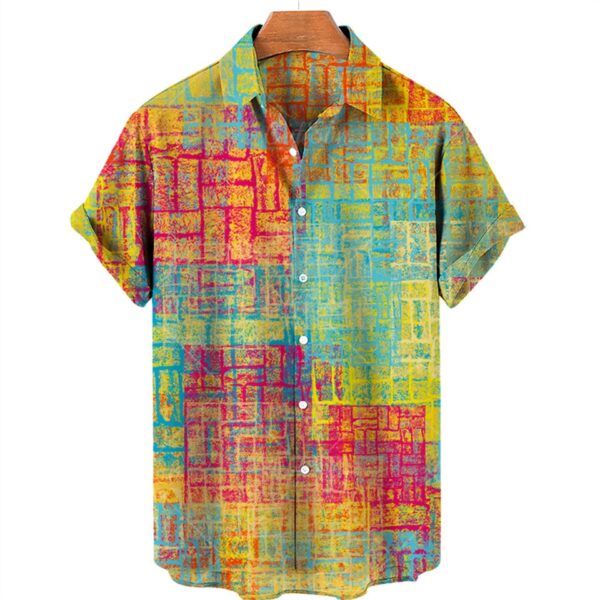 Camisas masculina manga curta,  Oversized Xadrez Floral, Tops Botões, Casuais Verão, Roupas De Luxo Sociais Homens Havaí Camisas 5XL - Image 7