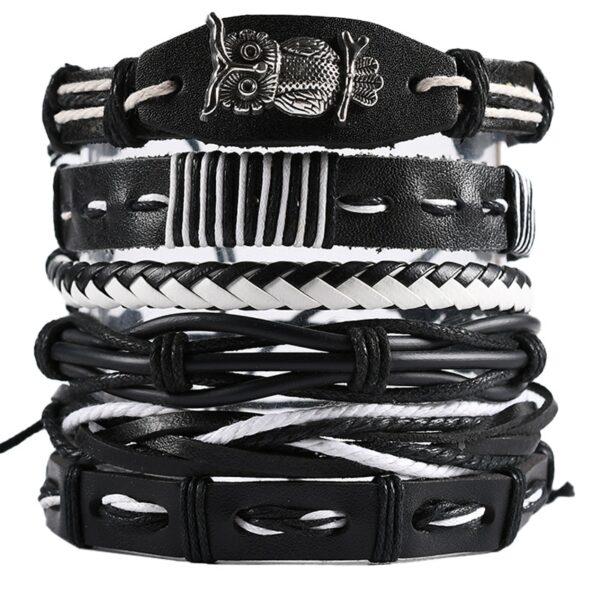 Pulseira couro ajustável, moda viking, mão, pulseiras tecido crânio, jóias ajustável conjunto - Image 41