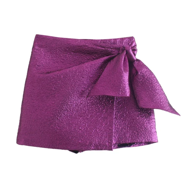 Shorts/Saias feminina, ZEVITY, Roxo Zipper Fly High Street Shorts, Decoração Arco, Saias de Textura, Chique, Quente, Novo, QUN938 - Image 8
