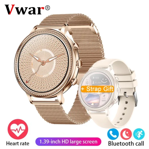 Relógios feminino inteligentes de luxo, período fisiológico feminino Smartwatch, monitoramento de freqüência cardíaca, Bluetooth Call, brinde esportivo, 2023