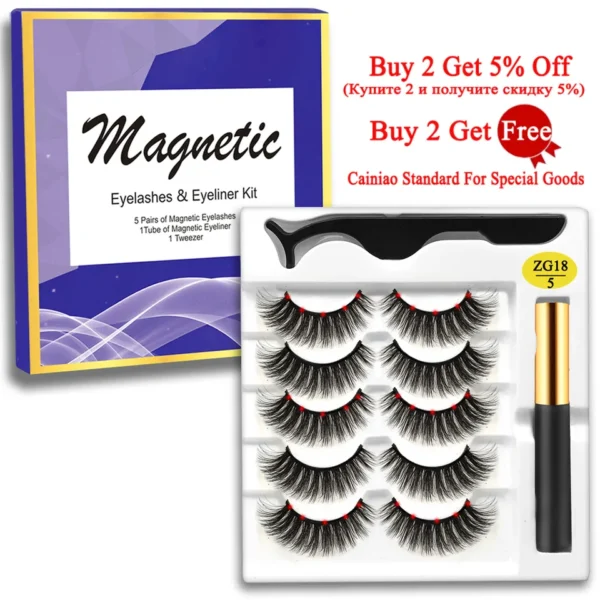 Cílios magnéticos, MB,  Set com pinças Eyeliner, cílios 3D Mink, cílios falsos naturais, Magnetique, 5 pares, Novo - Image 11