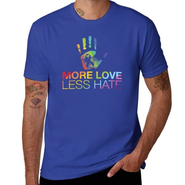 Camisetas masculina LGBTQ, More Love Less Hate, camisetas brancas roupas vintage, t-shirts - Image 11
