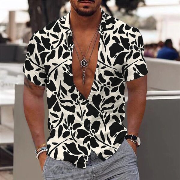 Camisas masculina havaiana slim, tops diários de férias, roupa casual, estampa floral elegante, folhas, social, moda casual, Y2k - Image 16