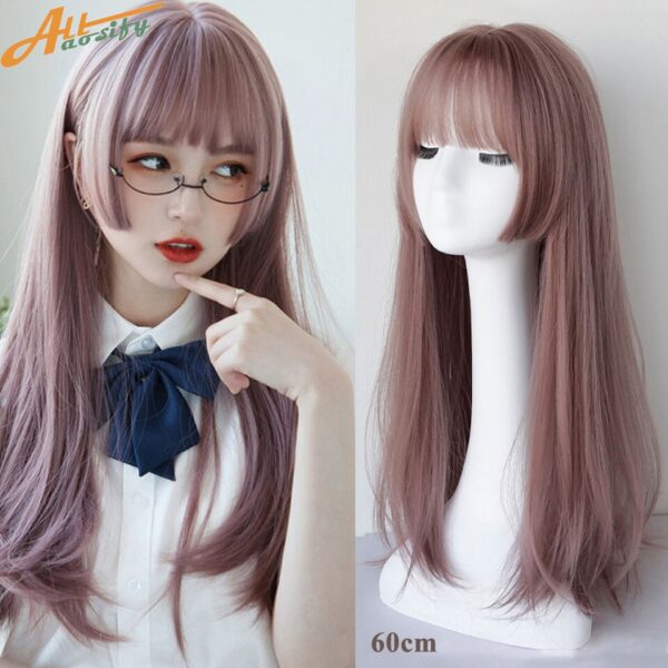 Perucas de cabelo sintético, LGBTQ, Allaosify, cosplay lolita feminino acessórios de cabelo longo encaracolado onda rosa azul anime cosplay. - Image 6