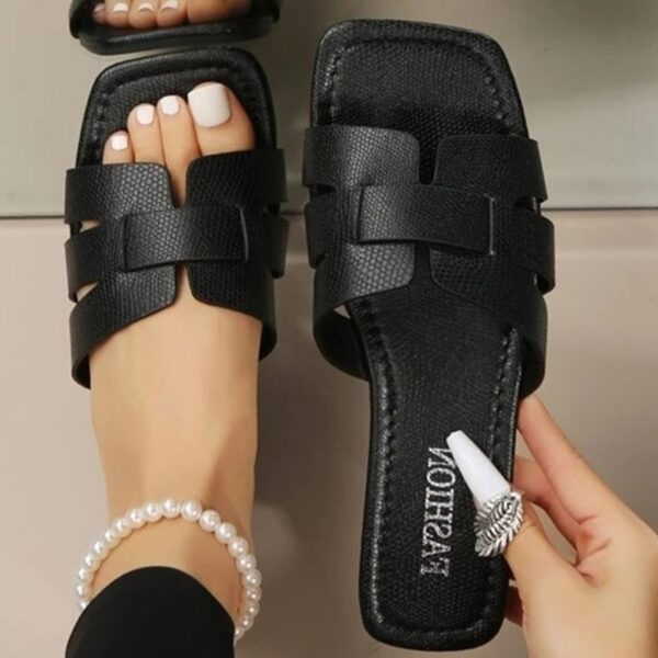Chinelos femininos de praia ao ar livre, chinelos de luxo, planos, sandálias femininas, moda de marca, sapatos deslizantes, verão, tamanho grande 43, 2023 - Image 13