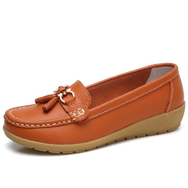 Sapatos feminino de couro oco único macio respirável, mocassins casuais para senhoras, sapatos de calçar, tamanho grande, 41, 42 - Image 2