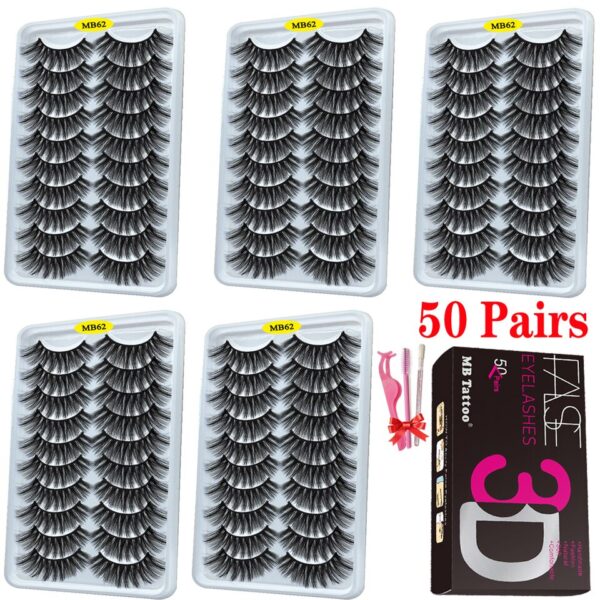 Cílios dramáticos naturais longos Mb, 3d vison, wispies cílios extensão olho, beleza, postiços conjunto falso, 50 pares - Image 22