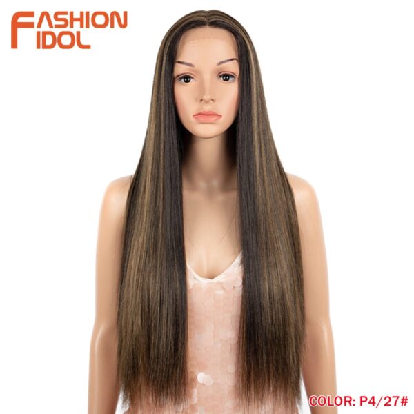 Peruca dianteira, moda ídolo cabelo sintético, do laço 30 Polegada peruca reta arco-íris colorido azul cosplay peruca resistente ao calor - Image 9