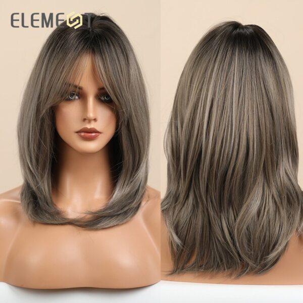 Perucas sintética cabelo médio ondulado, ELEMENTO, perucas louras castanhas misturadas, resistente ao calor, faixa respirável, festa diária, legal - Image 17