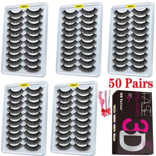 Cílios dramáticos naturais longos Mb, 3d vison, wispies cílios extensão olho, beleza, postiços conjunto falso, 50 pares - Image 8