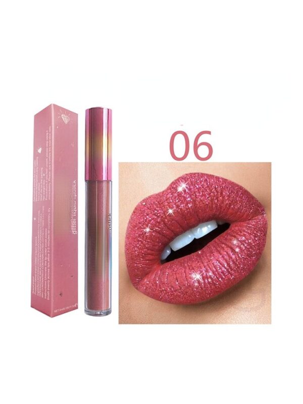 Batom líquido Diamond Pearl, Waterproof Diamond Shimmer Glitter Lip Gloss, 18 Cores Matte Glitter, Color Lip Gloss Sexy Make Up - Image 10
