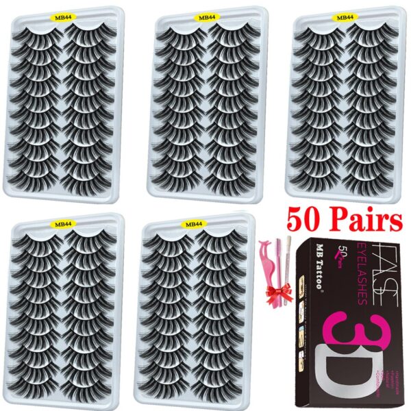 Cílios dramáticos naturais longos Mb, 3d vison, wispies cílios extensão olho, beleza, postiços conjunto falso, 50 pares - Image 31