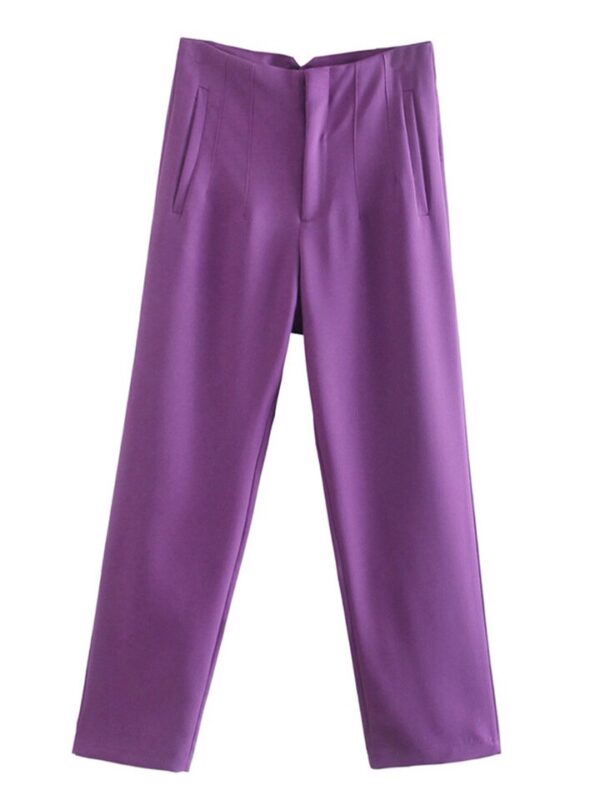 Calças feminina cintura alta, Pai Rann, elegantes e casuais, bege, calças justas femininas, moda, primavera - Image 11