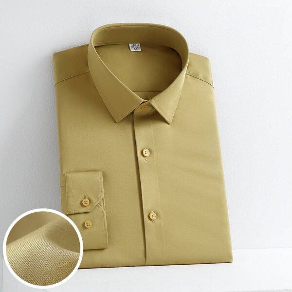 Camisas masculina em fibra de bambu, slim fit, manga comprida, sem ferro, fácil cuidado, formal, roxa, nova, 2023 - Image 26