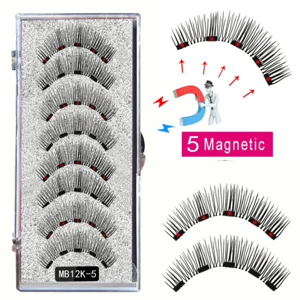 Cílios magnéticos, LEKOFO,  Natural Mink Eye Lashes, 5 Cílios Magnéticos, 4 Pares Ímãs, Faux Lashes Pinças, 8Pcs - Image 11