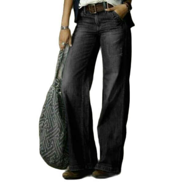Calças feminina Jeans retrô cintura alta, calça reta de perna solta, moda casual de rua, Y2K, novo, 2023 - Image 3