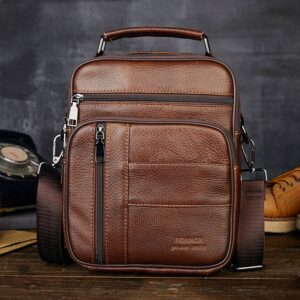 Bolsa de ombro de couro vintage, couro genuíno, bolsa tiracolo, bolsa de telefone mensageiro, bolsa casual