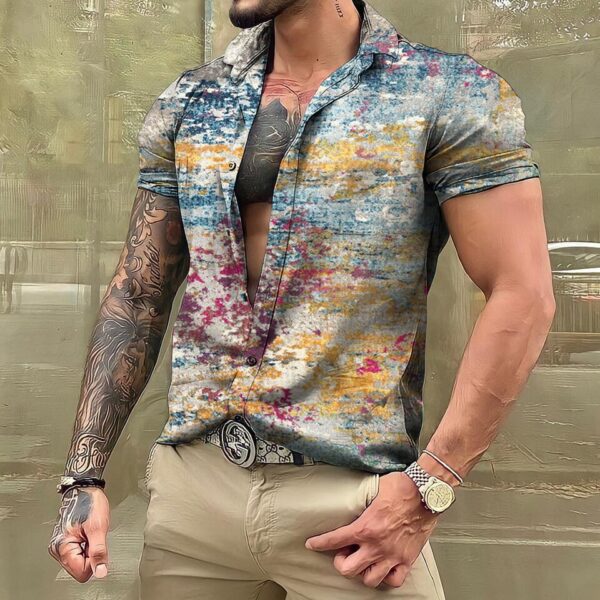 Camisas masculina havaiana de manga curta, roupas vintage extragrandes, estilo étnico, camisas estampadas, streetwear casual, tops soltos Dazn - Image 7