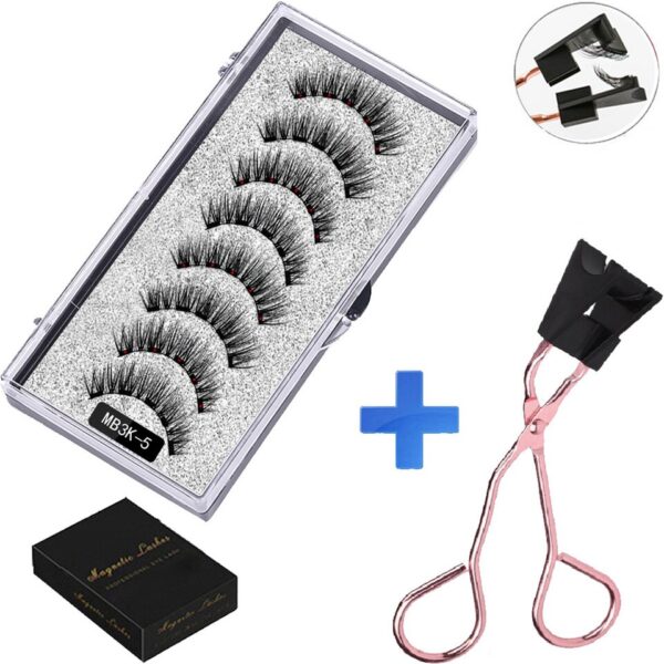 Cílios magnéticos, LEKOFO,  Natural Mink Eye Lashes, 5 Cílios Magnéticos, 4 Pares Ímãs, Faux Lashes Pinças, 8Pcs - Image 4