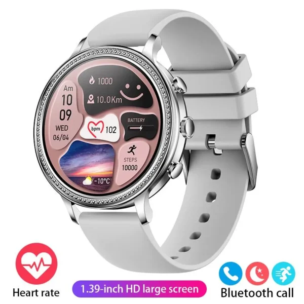 Relógios feminino inteligentes de luxo, período fisiológico feminino Smartwatch, monitoramento de freqüência cardíaca, Bluetooth Call, brinde esportivo, 2023 - Image 3