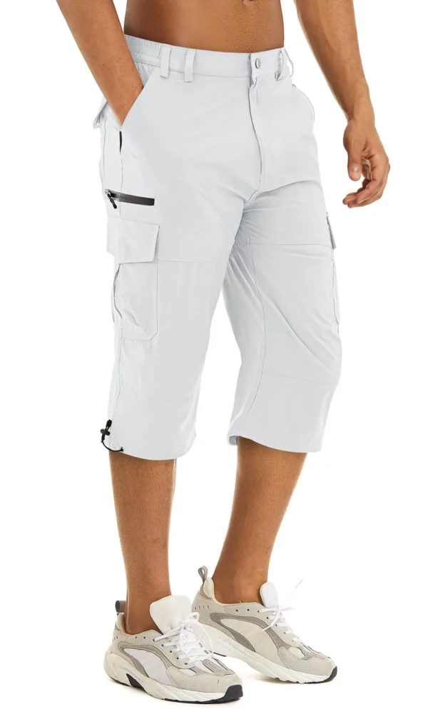 Bermudas masculina cargo, Tacvasen, secagem rápida, 3/4 comprimento, calças capri, multi-bolsos, comprimento do joelho, de verão, praia - Image 7