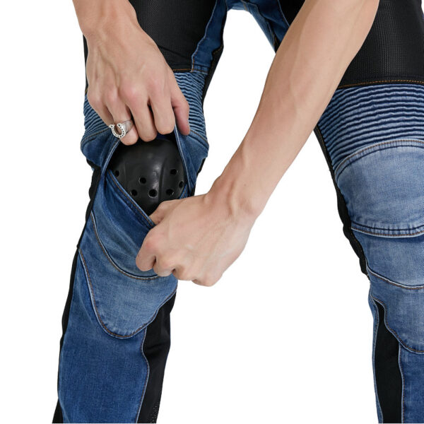 Calças masculina Jeans resistente a queda para motocicletas, com engrenagem de joelho quadril, jeans clássico ao ar livre, verão PK719 - Image 17