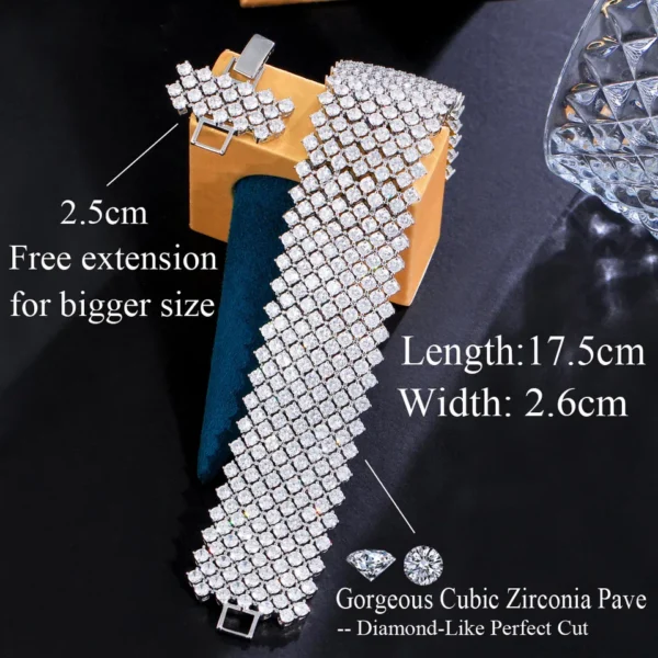 Pulseiras feminina, CWWZircons, Round Cubic Zirconia, Pavimentada, Pulseiras De Tênis, Chunky Statement, Big Wide, Jóias de luxo, nupcial, CB313, 352Pcs - Image 7