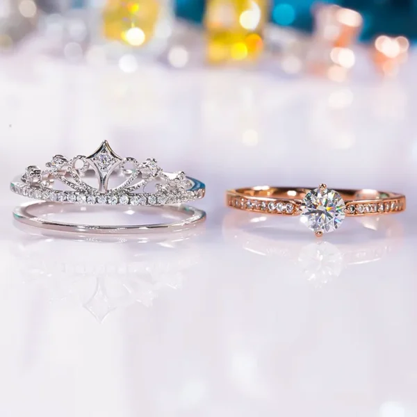 Anéis feminino, nova Coroa Moissanite Set Anel S925, Sterling Silver, Rose Banhado A Ouro, Fine Jewelry Noivado, Presente, 2023 - Image 3