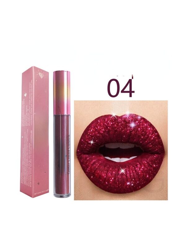 Batom líquido Diamond Pearl, Waterproof Diamond Shimmer Glitter Lip Gloss, 18 Cores Matte Glitter, Color Lip Gloss Sexy Make Up - Image 5