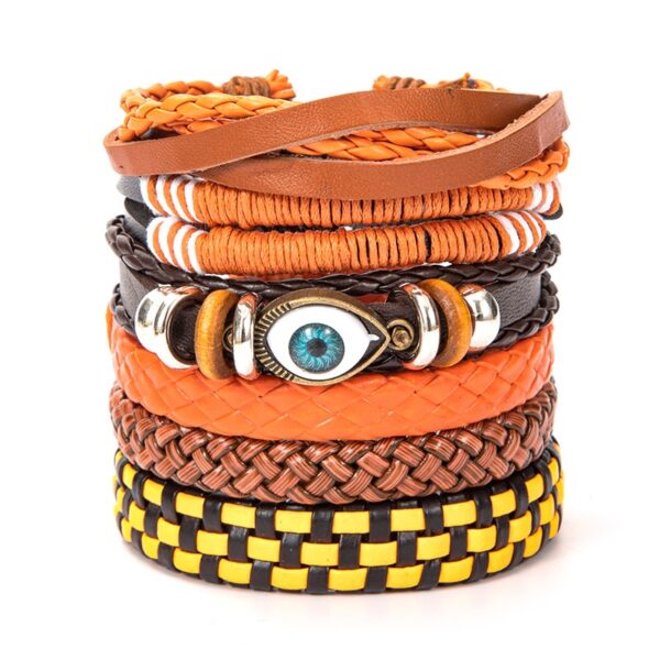 Pulseira couro ajustável, moda viking, mão, pulseiras tecido crânio, jóias ajustável conjunto - Image 35