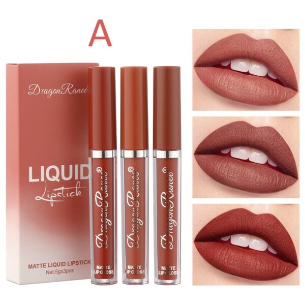 Batom líquido, 3 pçs conjunto, doce matte velvet, esmalte à prova d água de longa duração não-marcação natural lábio matiz kit  yzl1 - Image 29