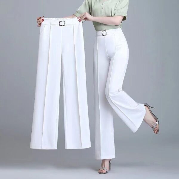 Calças feminina com cinto, de perna larga, calça reta, bolsos de cintura alta, moda elegante, primavera, verão, 4XL, 2023 - Image 7