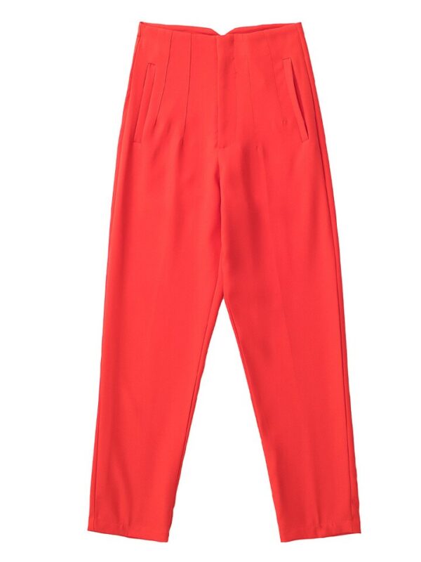 Calças feminina cintura alta, Pai Rann, elegantes e casuais, bege, calças justas femininas, moda, primavera - Image 3