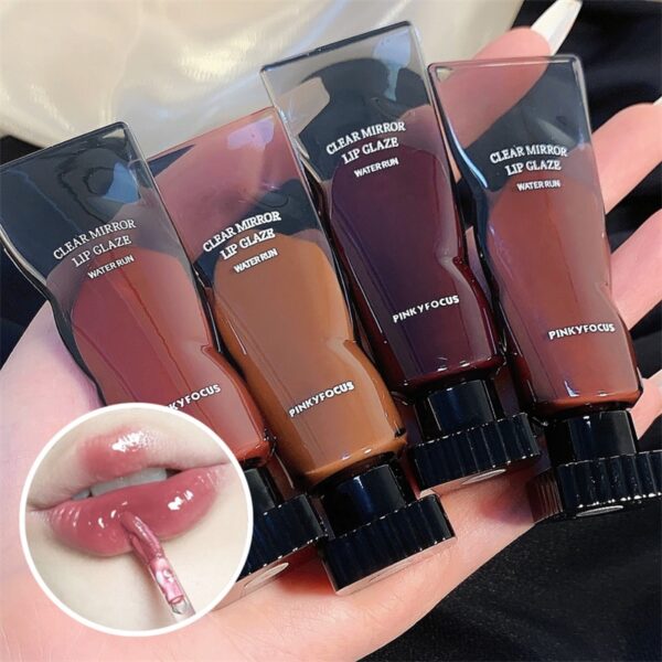 Batom Espelho Água Lip Gloss Tubo De Cubo De Gelo Preto Hidratante De Longa Duração, Plump Up Lips.