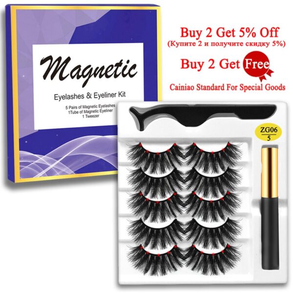 Cílios magnéticos, MB,  Set com pinças Eyeliner, cílios 3D Mink, cílios falsos naturais, Magnetique, 5 pares, Novo - Image 13