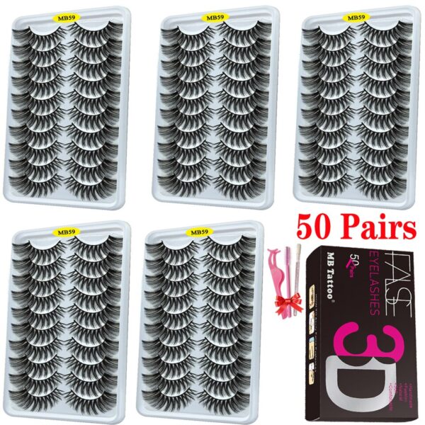 Cílios dramáticos naturais longos Mb, 3d vison, wispies cílios extensão olho, beleza, postiços conjunto falso, 50 pares - Image 35