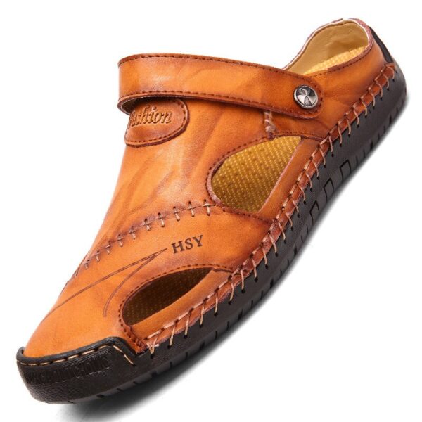 Chinelos masculino clássicos de couro genuíno, sandálias de verão, chinelo exterior, chinelos de borracha de praia respirável, chinelo masculino, 2023 - Image 8