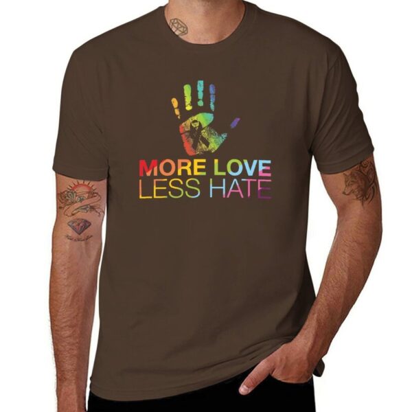 Camisetas masculina LGBTQ, More Love Less Hate, camisetas brancas roupas vintage, t-shirts - Image 8