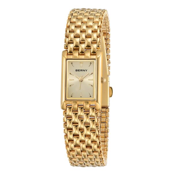 Relógio de pulso de ouro para mulher luxo retângulo, de quartzo dourado aço inoxidável senhoras relógios montre femme - Image 6