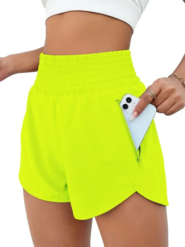 Shorts feminino de cintura alta, bolsos com zíper, treino atlético, shorts de ginástica com forro - Image 18