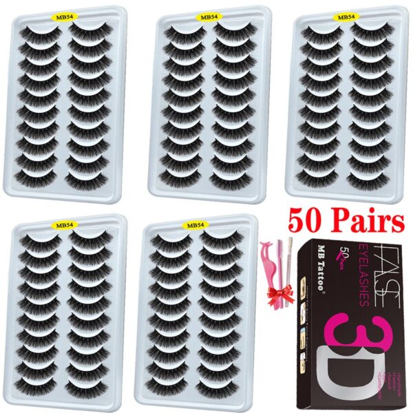 Cílios dramáticos naturais longos Mb, 3d vison, wispies cílios extensão olho, beleza, postiços conjunto falso, 50 pares - Image 43