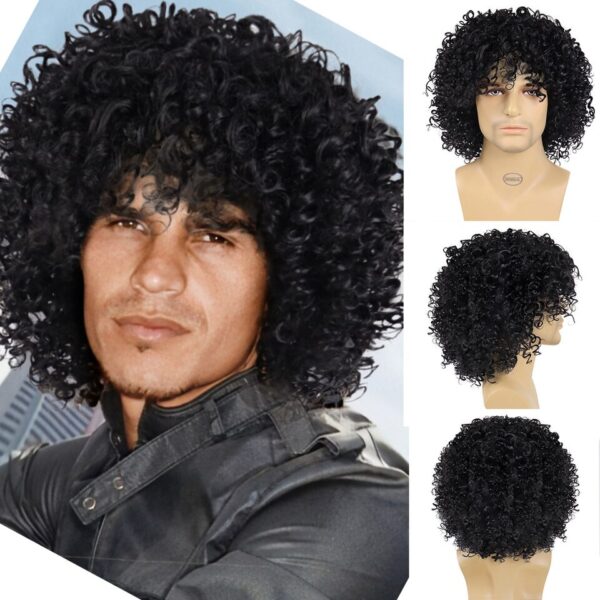Perucas cabelo curto encaracolado sintética GNIMEGIL, cortes de cabelo natural masculino, peruca afro, fantasia, marrom - Image 6