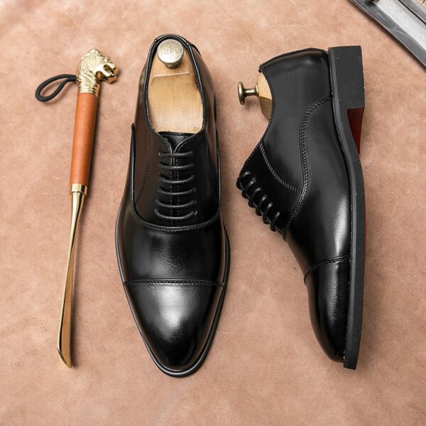 Sapatos masculino Oxfords, marrom, preto, PU Office Brogue Dress Shoes - Image 5
