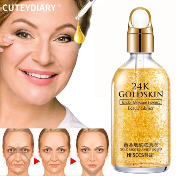 Soro facial, ouro 24k, essência Ácida Hialurônica Anti-envelhecimento Fade Fine Lines Hidratação Branqueamento Brighten Cuidados com a pele - Image 6