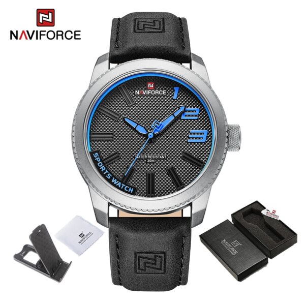 Relógio de pulso militar Naviforce, esportes anti-choque pulseira de couro à prova d água, moda relógio verde, de quartzo, de pulso. - Image 10