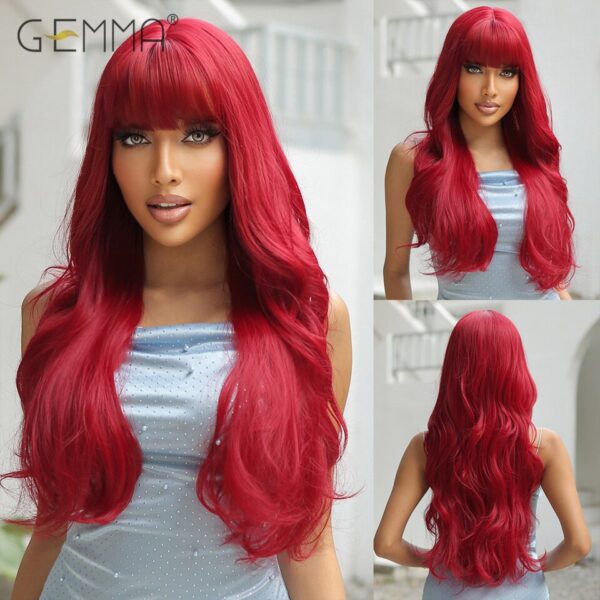 Peruca sintética longa ondulada cosplay GEMMA com Franja, peruca de cabelo natural para mulheres brancas, festa, resistente ao calor, rosa claro - Image 40